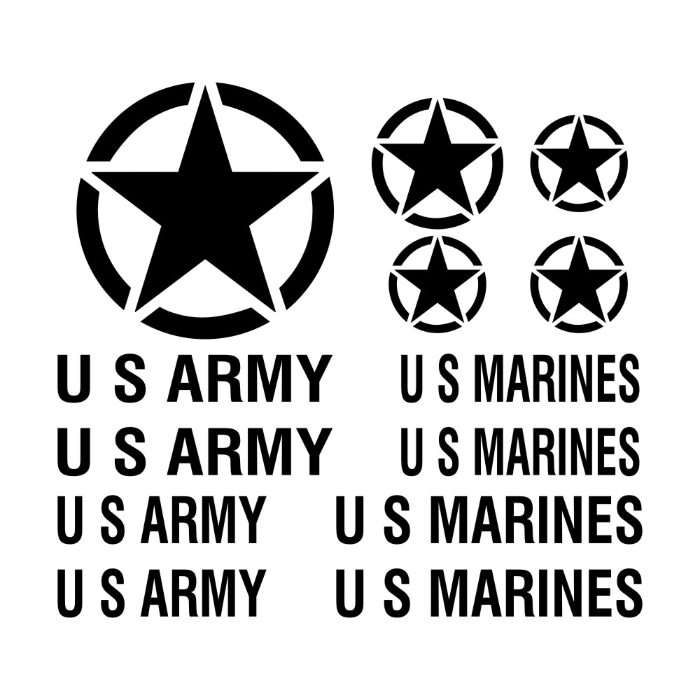 Decal Kit Army Military restore WWII  WLA MOTORCYCLE in WHITE Stencil font 